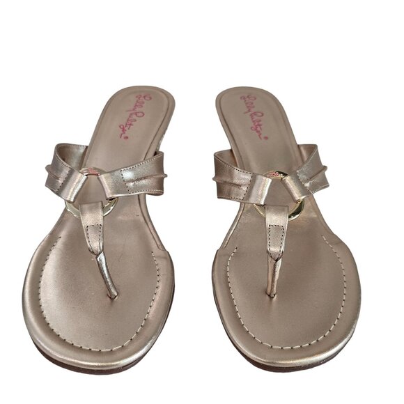 Lilly Pulitzer mckim Gold Wedge espadrille Sandals Size 9.5 With Braided Heel - Picture 5 of 12